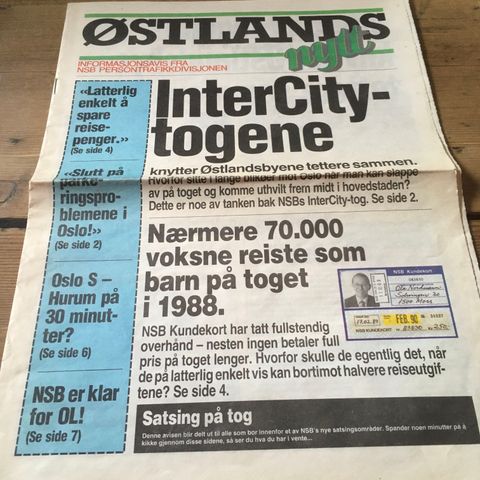 ØSTLANDSNYTT, NSB avis fra 1990