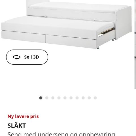 Reservert. Ikea seng med uttrekkbar gjesteseng