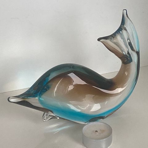 Glass delfin FM Ronneby svensk glass