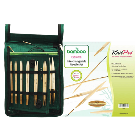 KnitPro Bamboo Utskiftbare Rundpinnesett – Deluxe