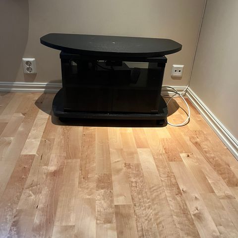 TV Bord med vridbar topp plate og glassdører og hjul