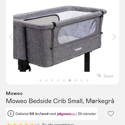 Moweo bedside crib mørk grå