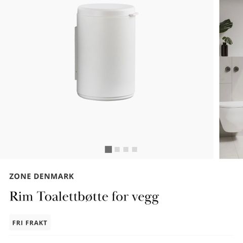 Rim toalettbøtte for vegg, hvit