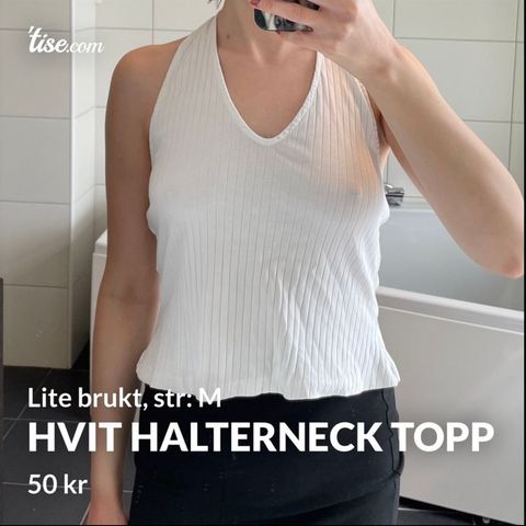 Hvit halterneck topp str: M