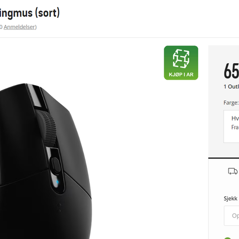 Logitech gamingmus selges billig