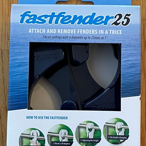 Fenderoppheng – merke Fastfender – 2 stk for rekke opp til 25 mm - flere farger