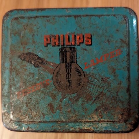 Philips vintage Metallboks m. lyspærer,