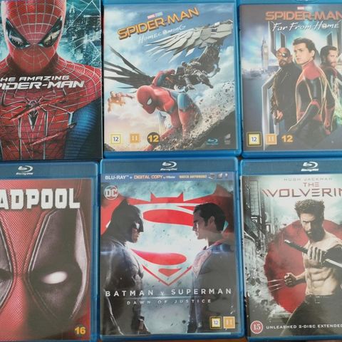 Spider-Man, Homecoming, Far From Home, Deadpool, Batman vs Superman, Wolverine