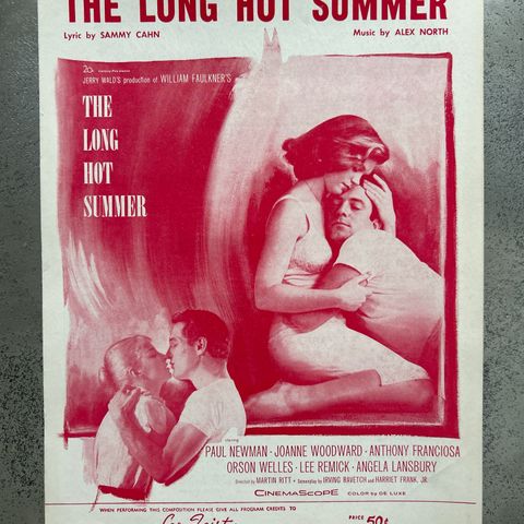 Noter - The Long Hot Summer - Sammy Cahn & Alex North - 1958 for Piano