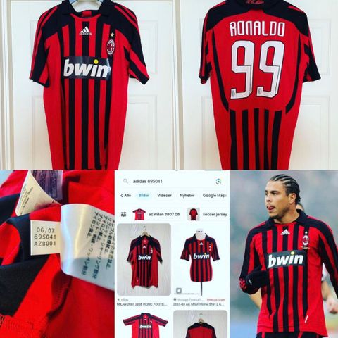 Fotballdrakt AC Milan 2007/08 Ronaldo 99 str: L