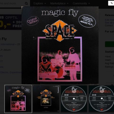 LP-plate. Space - Magic Fly. Fransk, Electronica, Dance.. 1977