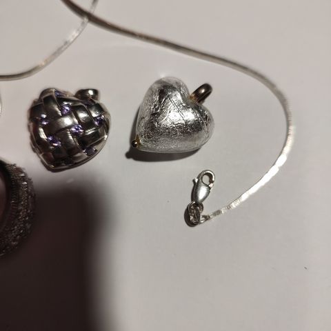 Sølv smykker,2 hjerter + ring i sølv