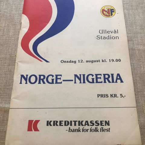 Norge mot Nigeria fotballprogram fra 1981