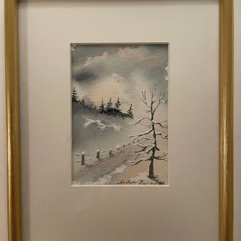 Akvarell Anders Bakken vintermotiv
