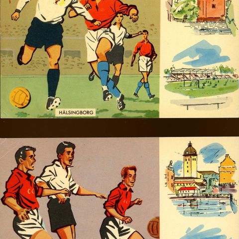 9 stk postkort fotball-VM 1958