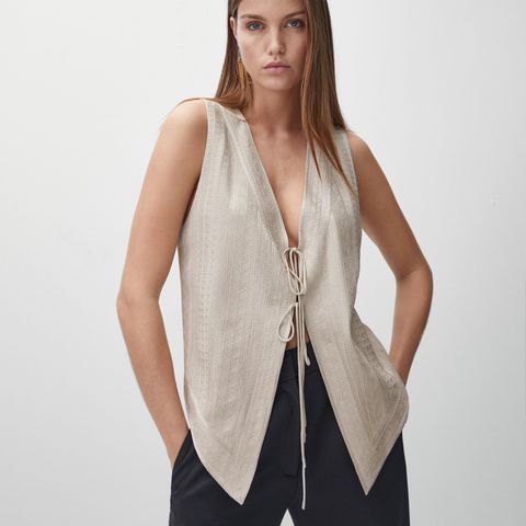NY - Massimo Dutti - Metallic thread vest with embroidery - Strs. S