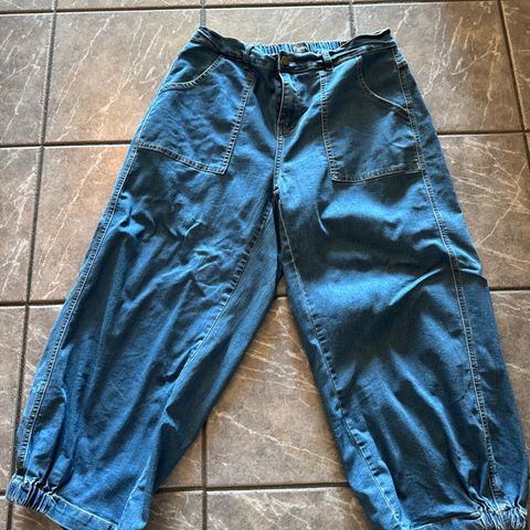 2 stk Jeans fra Gozzip Str 46, denimblå culottebukser .