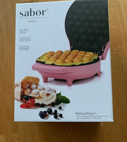 Ny SABOR boble vaffeljern i rosa. Uåpnet esken. kr 300