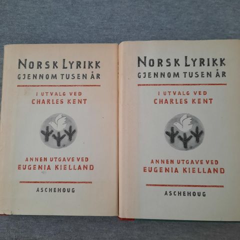 Bøker Norsk Lyrikk gjennom 1000 år .Bøkene er fra 1950