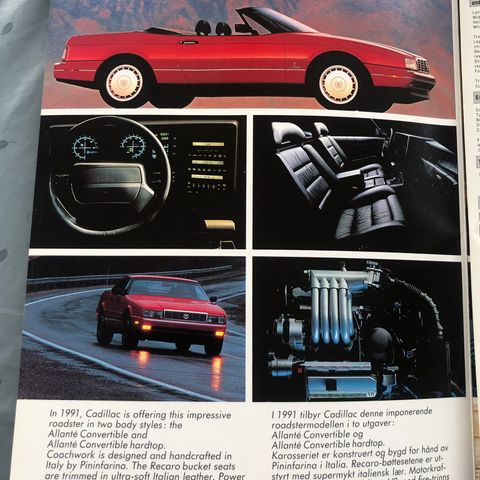 Bilbrosjyre av Cadillac 1991 modeller