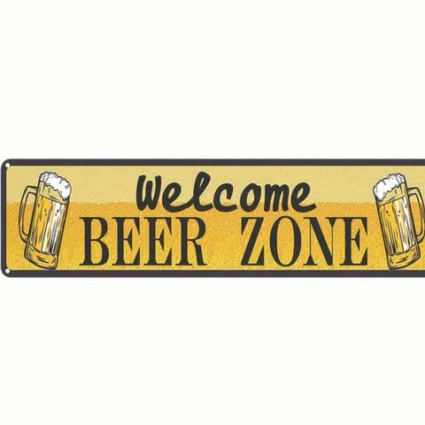 Metall Skilt: Welcome Beer Zone 10X40 cm