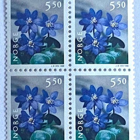 Norge 1998 Norsk Flora II Blåveis  NK 1321 4-blokk  Postfrisk