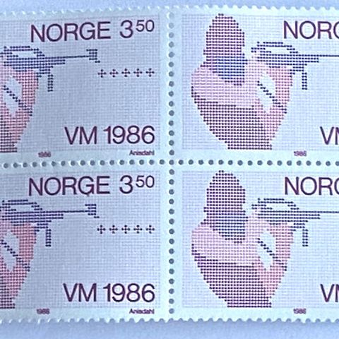 Norge 1985 VM skiskyting  NK 989 4-blokk  Postfrisk