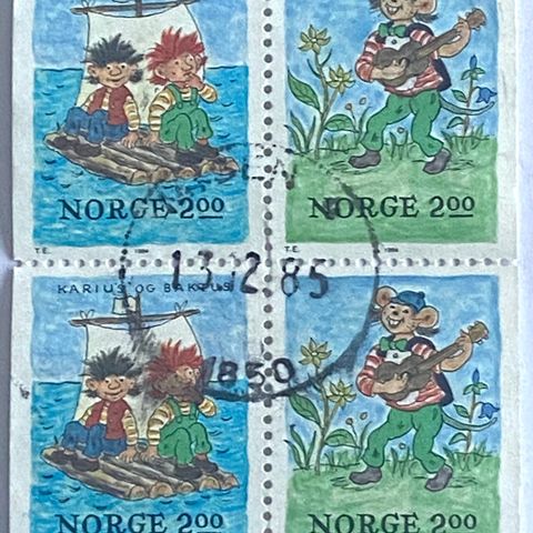 Norge 1984 Karius og Baktus + Klatremus Lillmann NK 962-963 4-blokk  Stemplet