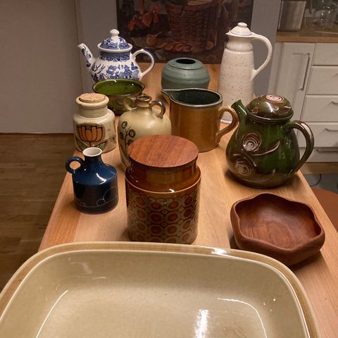 retro keramikk, steintøy og teak