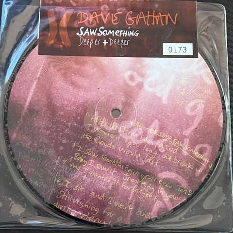 Dave Gahan – Saw Something / Deeper + Deeper (7" LIM ED PD Numbered) MUTE398