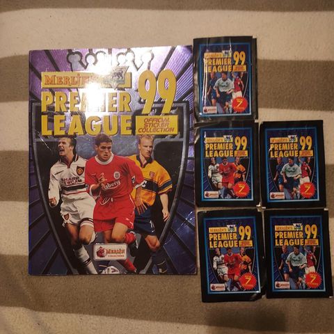 Merlin's Premier League Stickers 1999. Ser helt ut som ny.
