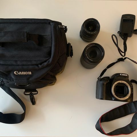 Canon EOS 550D Full startpakke med 2 objektiver, lader og kameraveske.