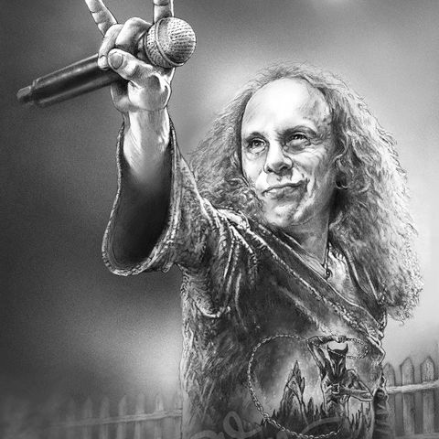 Eksklusivt tegnet portrett: Ronnie James Dio (70 x 50 cm) av Jørn Melnes