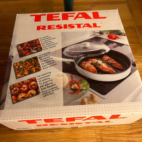 Ny grønn Tefal Resistal stekepanne med glasslokk 24 cm - ikke  induksjon