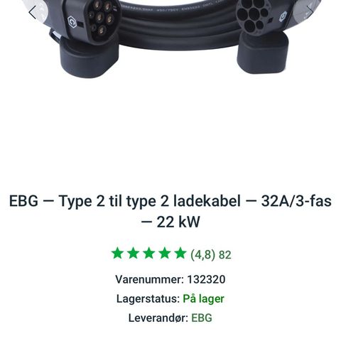 Ladekabel - EGB - type 2 til type 2 - 10 m