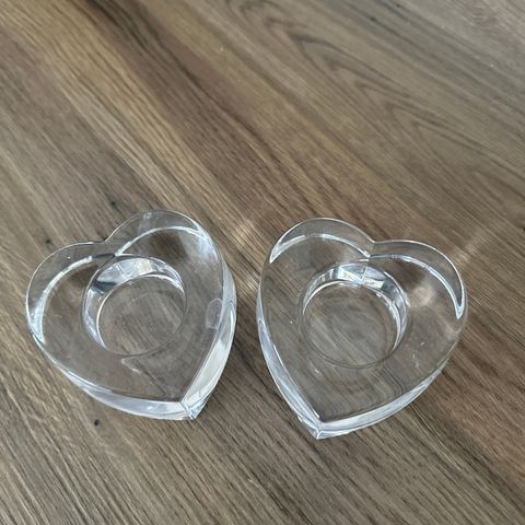 2stk glass hjerte telysestaker fra Hadeland