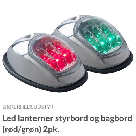 Led lanterner styrbord og bagbord (rød/grøn) 2pk.