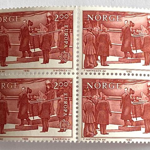 Norge 1982 Europa XIV Haakon VII kommer til Norge NK 913 4-blokk  Postfrisk
