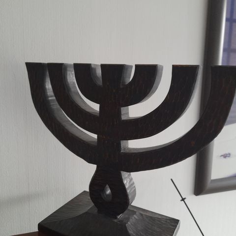 Mid-Century wooden menorah candleholder, 1950s