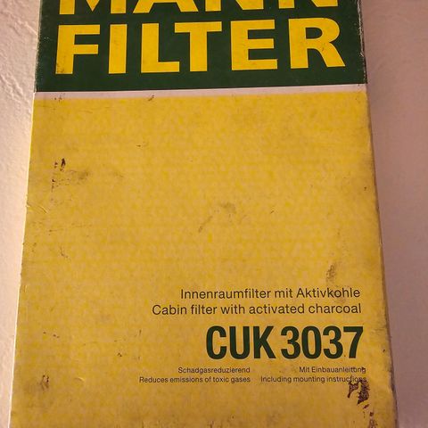 MANN-FILTER CUK 3037 Kupefilter  Passer til mange VAG - biler.