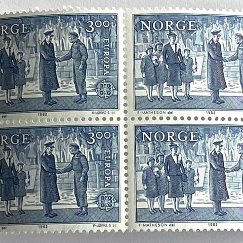 Norge 1982 Europa XIV Haakon VII til et fritt Norge NK 914 4-blokk  Postfrisk