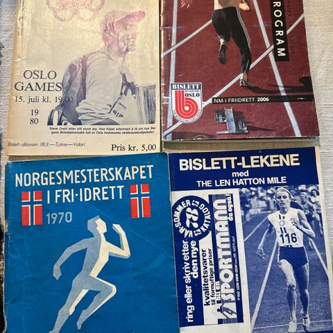 Mange eldre programmer fra bl.a. Bislett /#idrett # sport/pris per program 15 kr