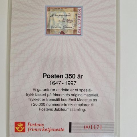 Posten 350 år jubileum frimerker