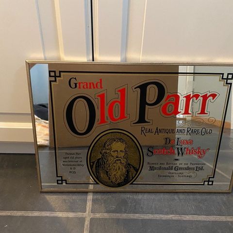Barspeil speil Whisky Grand Old Parr Macdonald Greenless ltd