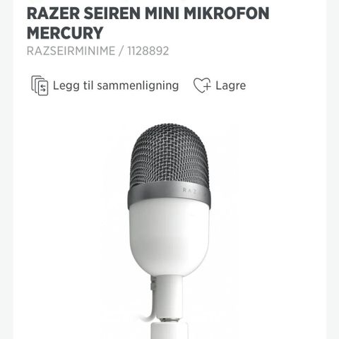 RAZER mini mikrofon selges kjempe billig