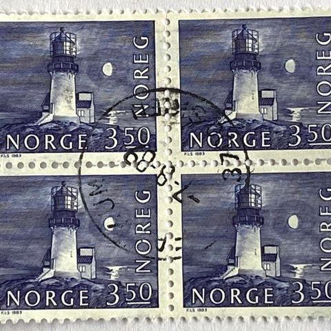 Norge 1983 Byggverk V Lindesnes fyr   NK 925 4-blokk  Stemplet