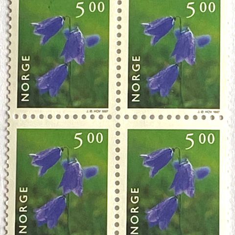 Norge 1997 Norsk Flora 1  Blåklokke NK 1282 4-blokk  Postfrisk