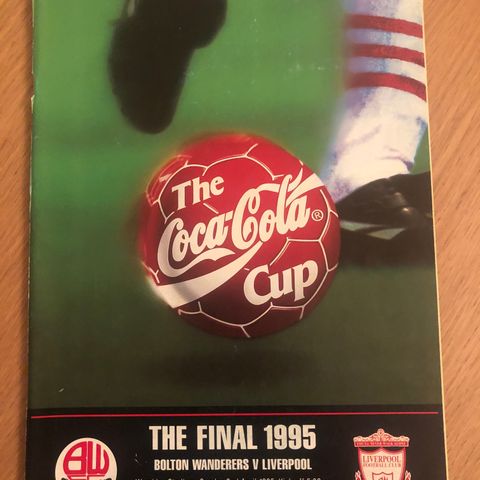 Bolton Wanderers mot Liverpool Ligacupfinale 1995 fotballprogram