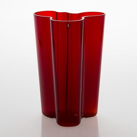 Samlarobjekt: Alvar Aalto Savoy Vas 251mm i Sällsynta Glasfärgen Red