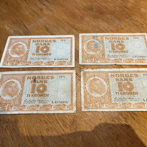 10 (ti) krone seddel 1970, 1971 og 1972